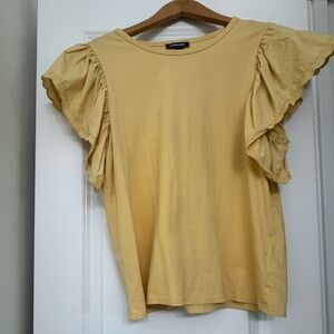 Express Yellow Ruffle Sleeve Blouse